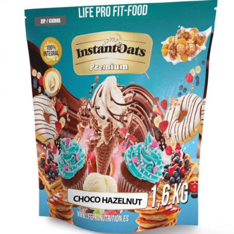 Instant Oats Premium Life Pro Fit-Food 1,6kg - Flocons d'avoine complète chocolat noisette 100% intégral petit-déjeuner sportif | Dragon Nutrition
