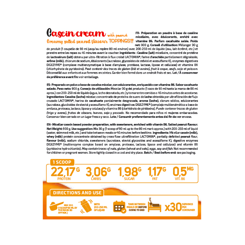 Étiquette d'utilisation IOGENIX Casein Cream peanut