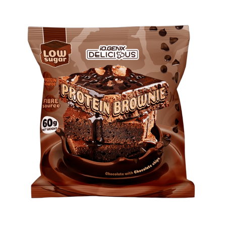 iOGenix Delicious Protein Brownie chocolat pépites 60g faible en sucre - Dragon Nutrition