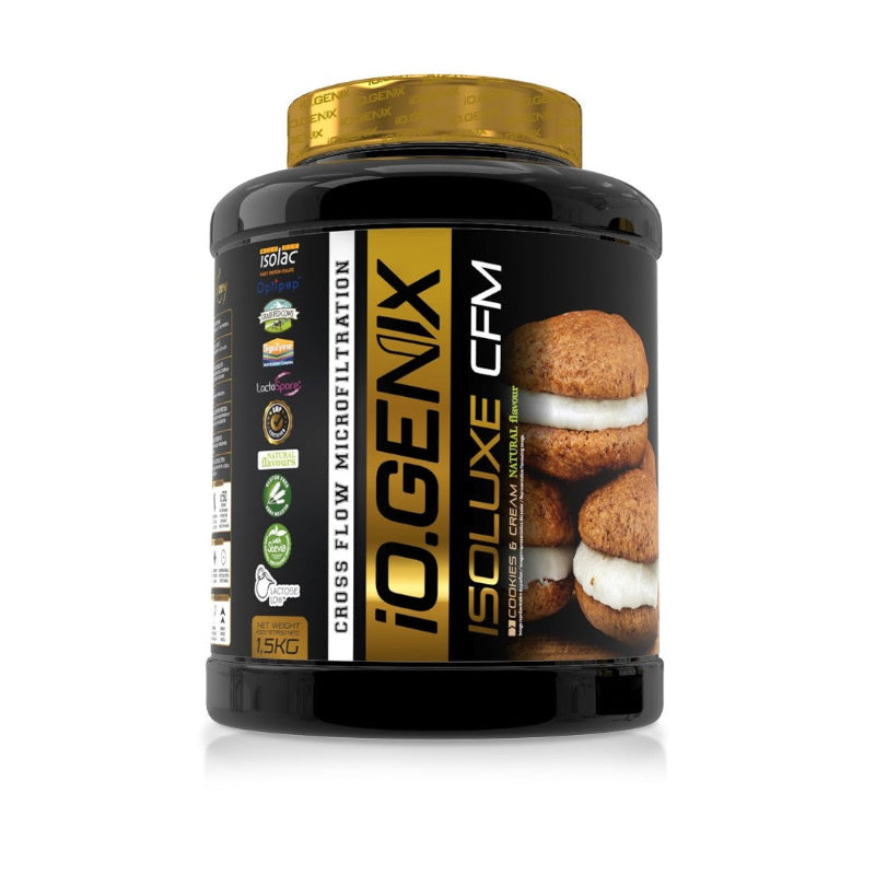 iOGenix Isoluxe CFM whey isolat microfiltration saveur cookies & cream 1.5kg sans gluten - Dragon Nutrition