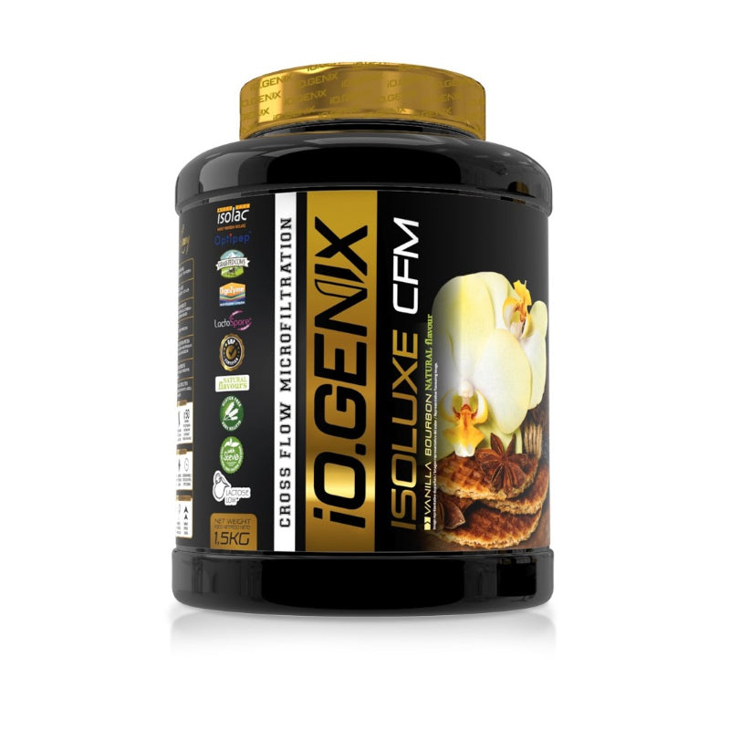iOGenix Isoluxe CFM whey isolat microfiltration saveur vanille bourbon 1.5kg sans gluten - Dragon Nutrition