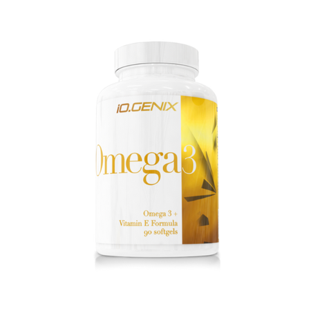Pot iO.Genix Omega 3 + Vitamin E Formula 90 softgels, complément en oméga 3 pour le cœur et la protection cellulaire