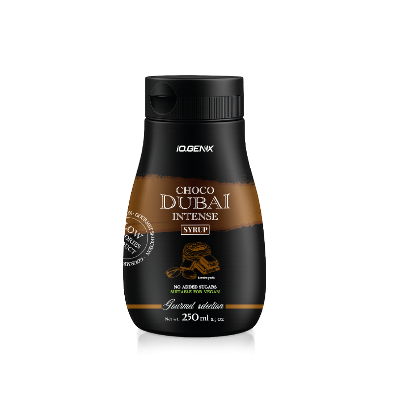 iOGenix Syrup Choco Dubai Intense sans sucres ajoutés vegan gourmet selection 250ml - Dragon Nutrition