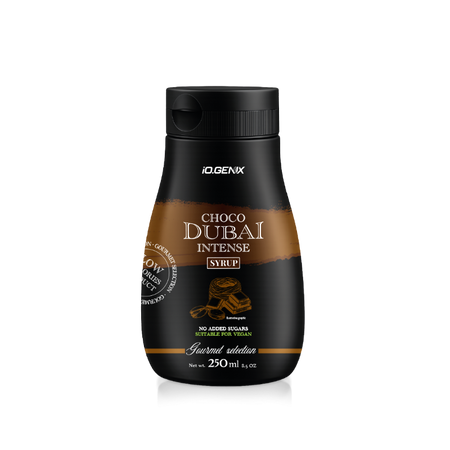 iOGenix Syrup Choco Dubai Intense sans sucres ajoutés vegan gourmet selection 250ml - Dragon Nutrition