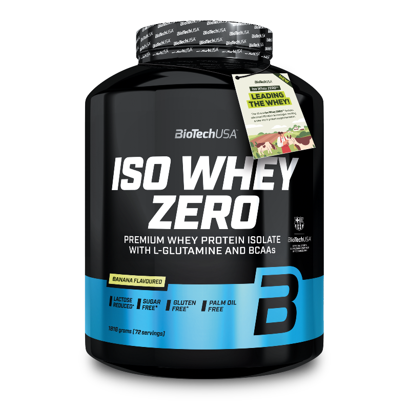 Iso Whey Zero BioTechUSA 1816g - Protéine isolate premium banane sans sucre sans gluten L-Glutamine BCAAs 72 portions | Dragon Nutrition