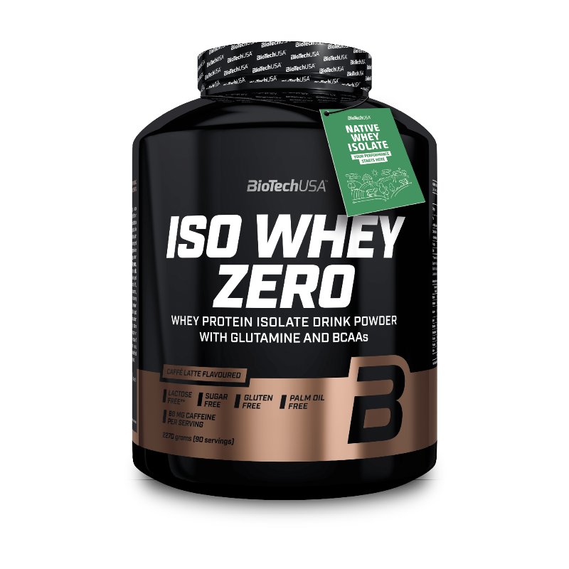 Iso Whey Zero BioTechUSA 2270g - Protéine isolate native Caffè Latte café 88mg caféine sans lactose sans sucre 90 portions | Dragon Nutrition