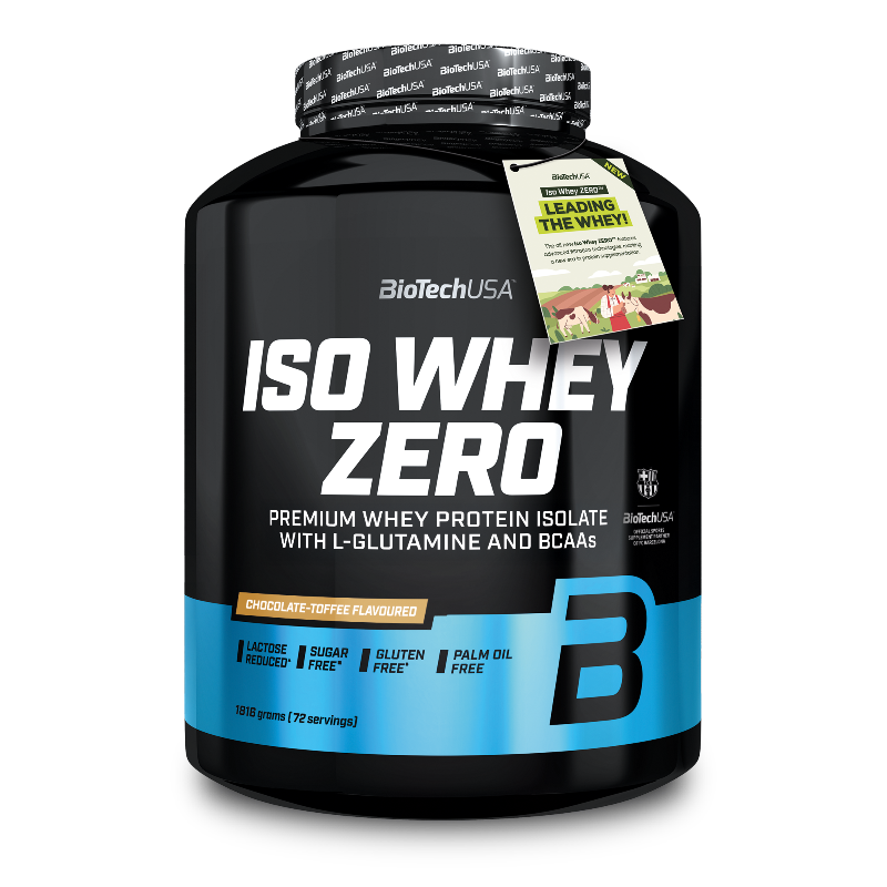 Iso Whey Zero BioTechUSA 1816g - Protéine isolate premium Chocolate Toffee caramel chocolat sans sucre sans gluten 72 portions | Dragon Nutrition