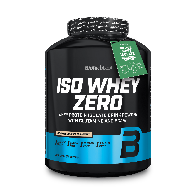 Iso Whey Zero BioTechUSA 2270g - Protéine isolate native Cookies & Cream sans lactose sans sucre sans gluten 90 portions | Dragon Nutrition
