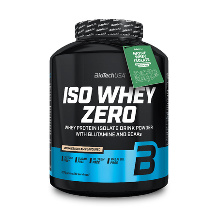 Iso Whey Zero BioTechUSA 2270g - Protéine isolate native Cookies & Cream sans lactose sans sucre sans gluten 90 portions | Dragon Nutrition