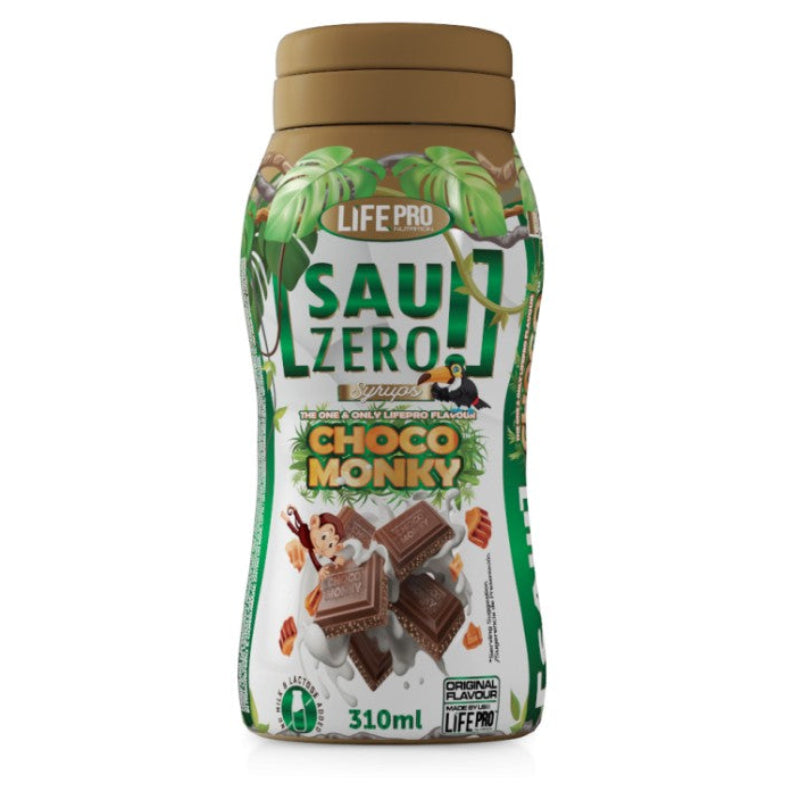 Life Pro Sauc Zero Syrup Choco Monky 310ml - Sauce chocolat caramel zéro calorie sans sucre