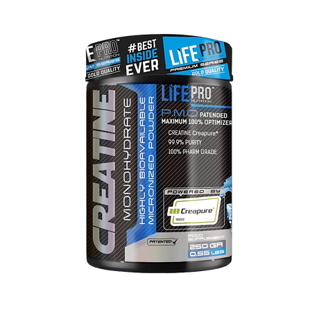Pot de Life Pro Créatine Creapure monohydrate 250g, poudre micronisée pureté supérieure