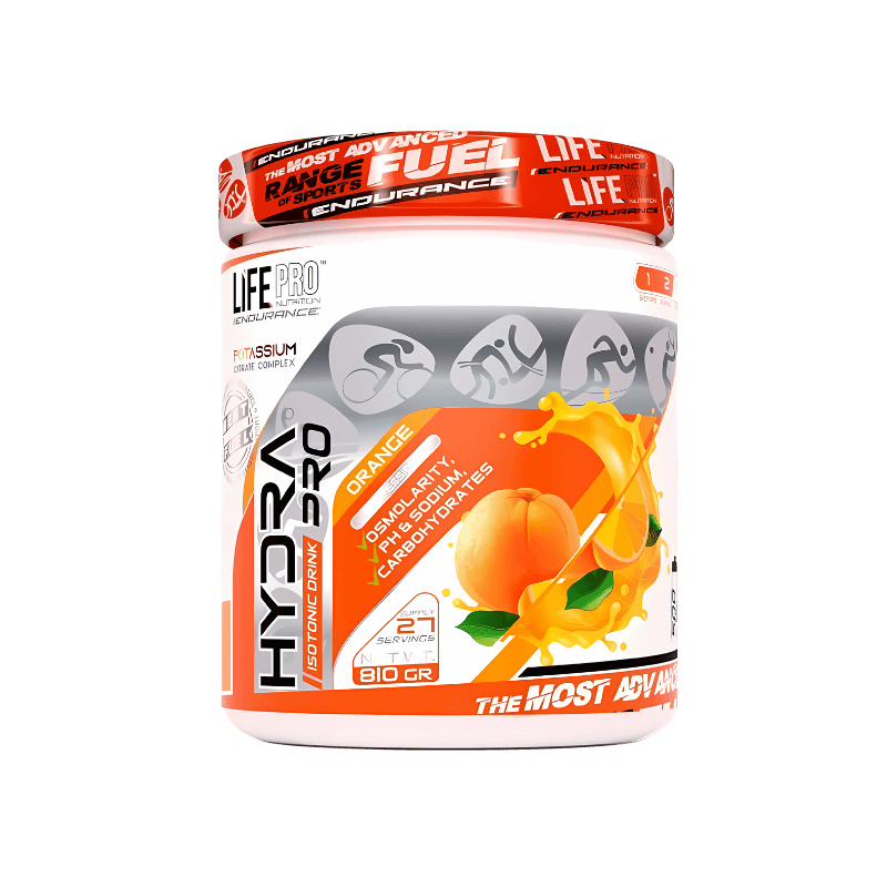 Boisson isotonique Life Pro Hydra Pro orange, 27 servings, recharge en glucides et sels minéraux