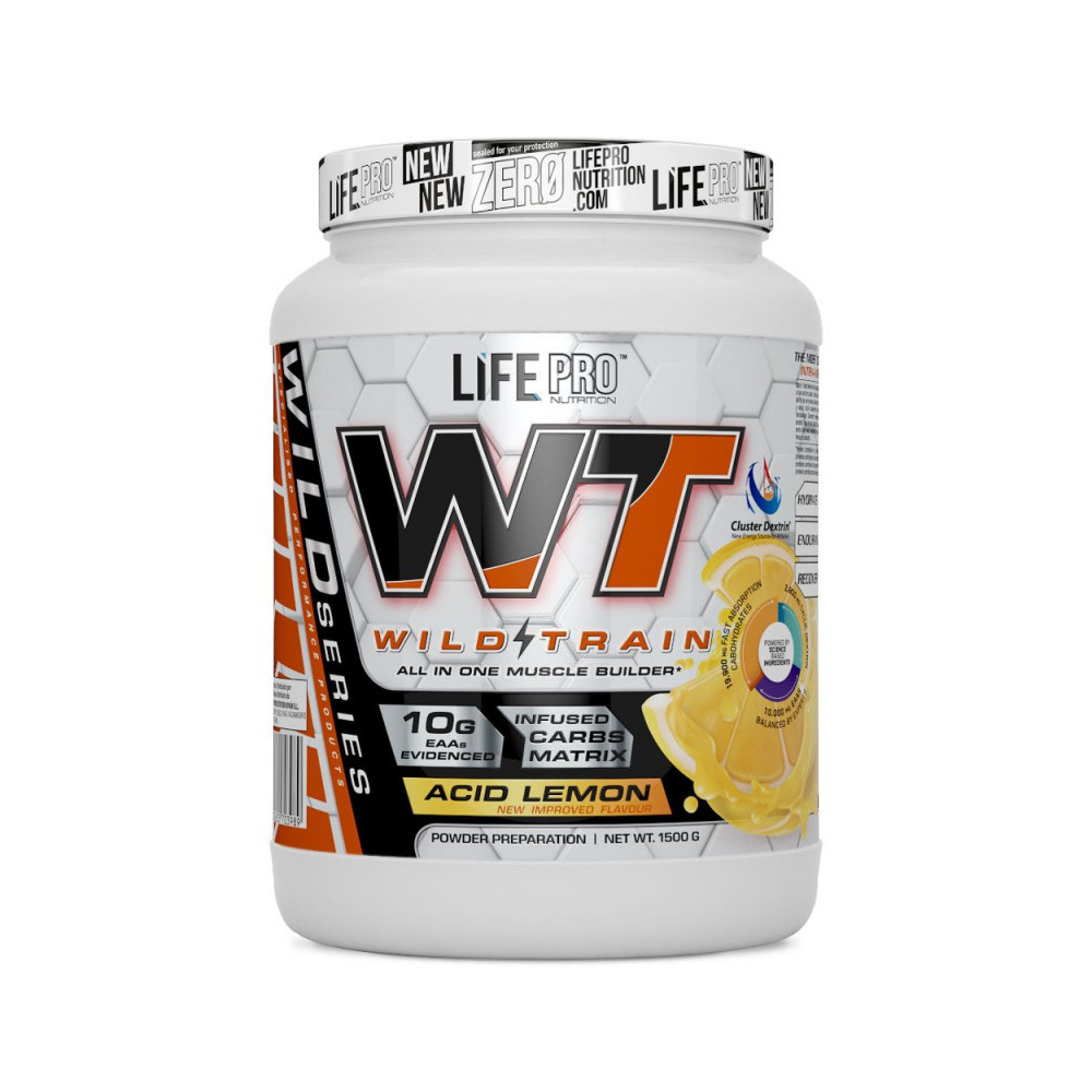 Pot Life Pro Wild Train Intra Workout saveur acid lemon, 1500g, complexe EAA et glucides