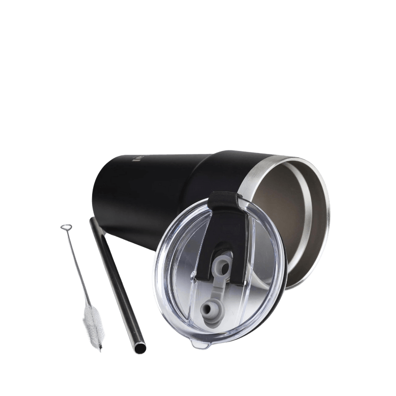 Mug de voyage Bohtal 600 ml démonté avec intérieur en inox, couvercle, paille réutilisable et brosse de nettoyage