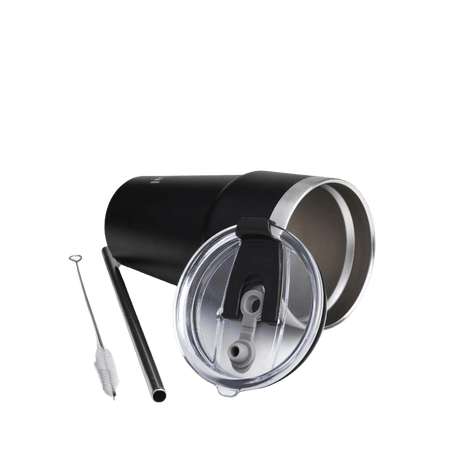 Mug de voyage Bohtal 600 ml démonté avec intérieur en inox, couvercle, paille réutilisable et brosse de nettoyage