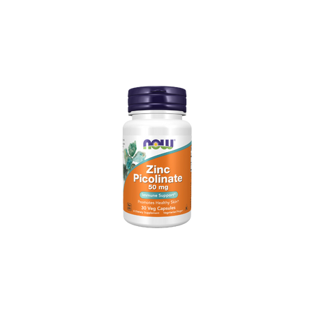 Pot NOW Foods Zinc Picolinate 50mg 60 vegicaps, complément non OGM qui soutient le système immunitaire, la peau et les cheveux