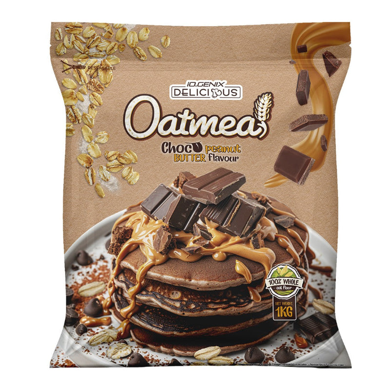Oatmeal iO.Genix Delicious 1kg - Flocons d'avoine complète Choco Peanut Butter chocolat beurre de cacahuète 100% farine d'avoine complète | Dragon Nutrition
