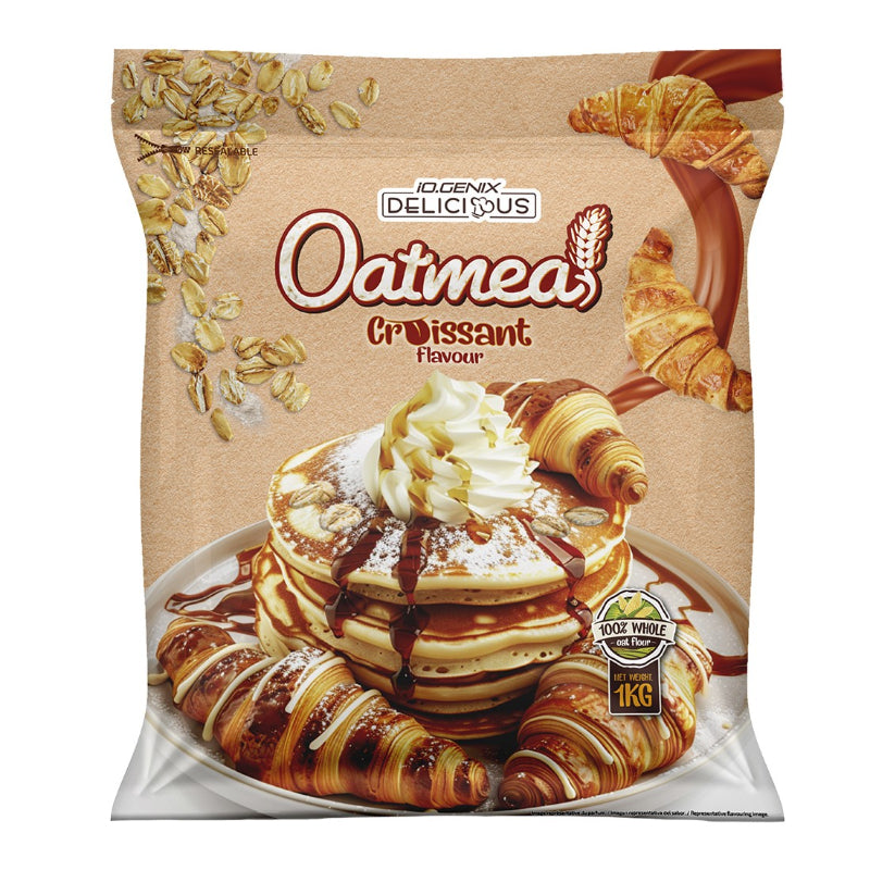 Oatmeal iO.Genix Delicious 1kg - Flocons d'avoine complète croissant beurre 100% farine d'avoine complète petit-déjeuner sportif | Dragon Nutrition