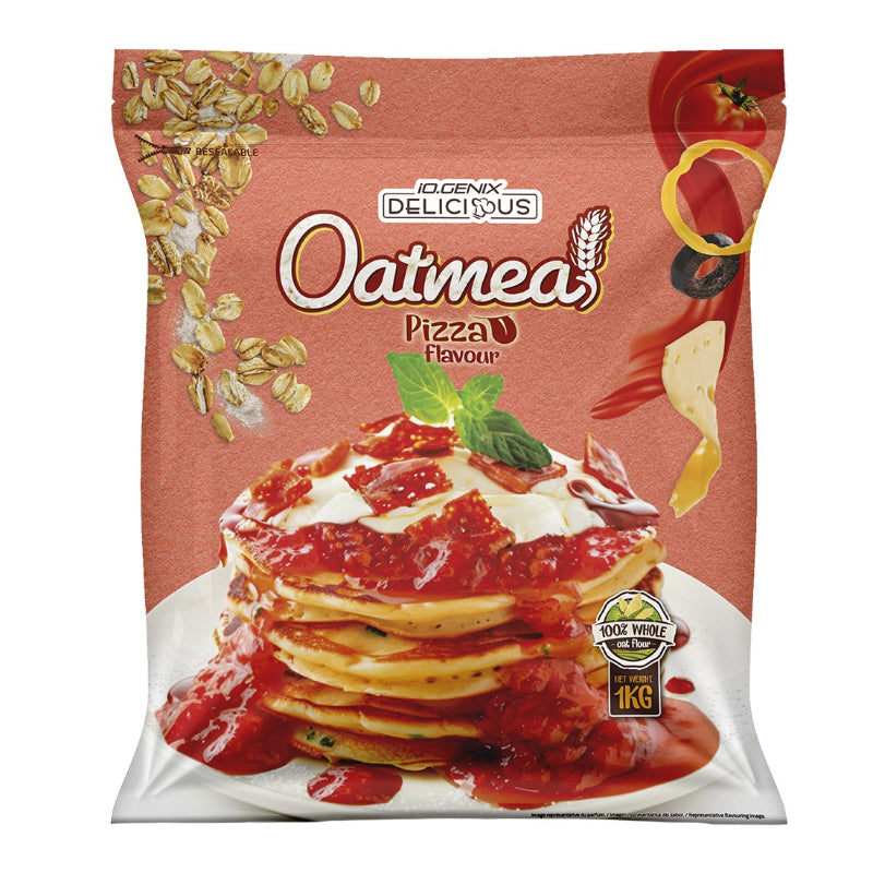 Oatmeal iO.Genix Delicious 1kg - Flocons d'avoine complète pizza tomate mozzarella 100% farine d'avoine complète repas sportif salé | Dragon Nutrition