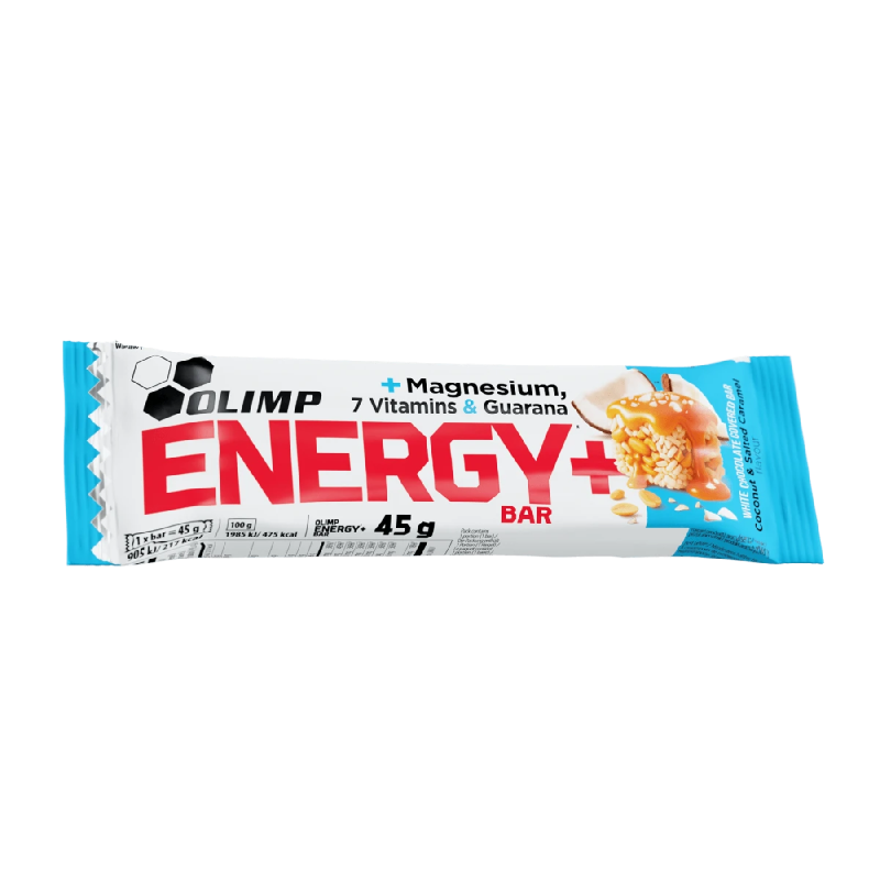 Olimp Energy+ Bar coco caramel salé magnésium 7 vitamines guarana 45g - Dragon Nutrition