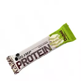 Barre protéinée Olimp Protein Bar Dubai Style goût chocolat blanc, à base de 39 % de pâte de pistache avec cœur croustillant kataifi, riche en protéines pour encas sportif de 40 g