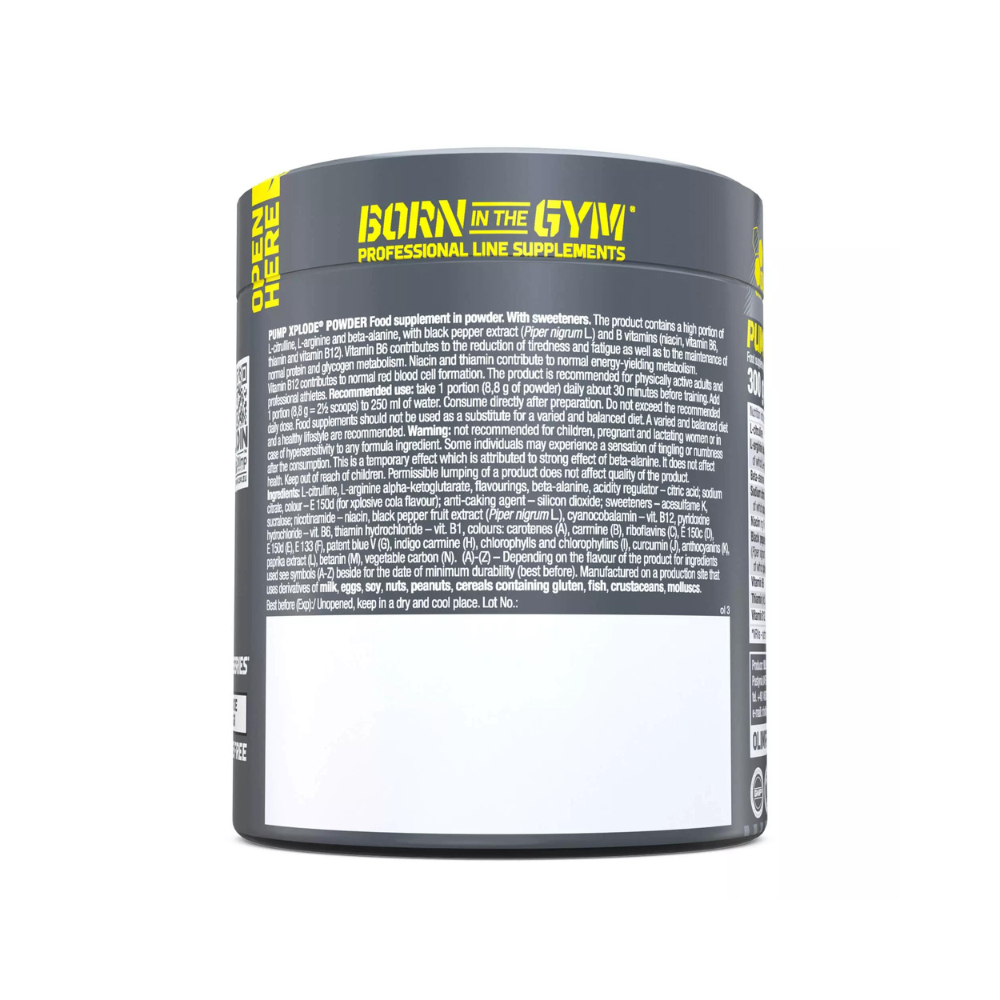 Pot Olimp Pump Xplode 300g, 34 portions, booster vasculaire sans caféine, riche en L-citrulline et AAKG