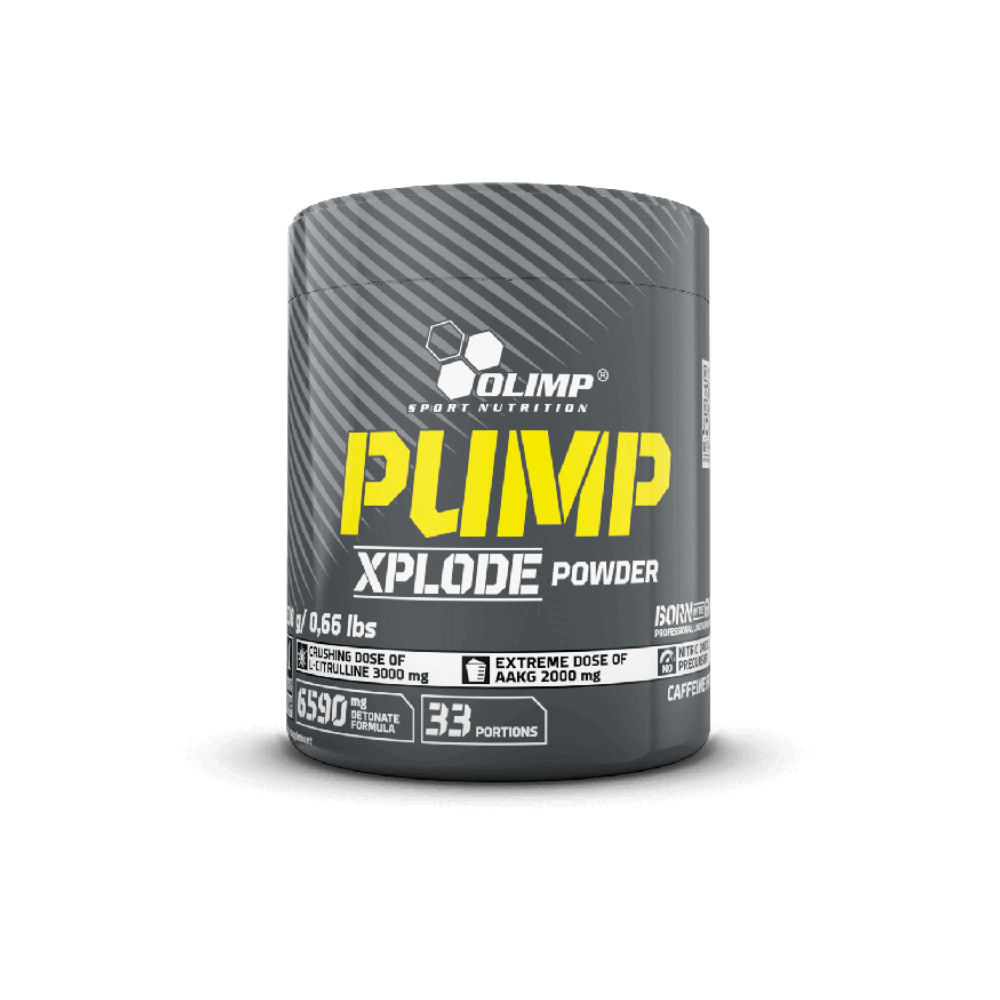 Pot Olimp Pump Xplode grey yellow, pré-workout vasodilatateur pour la congestion musculaire, 33 portions