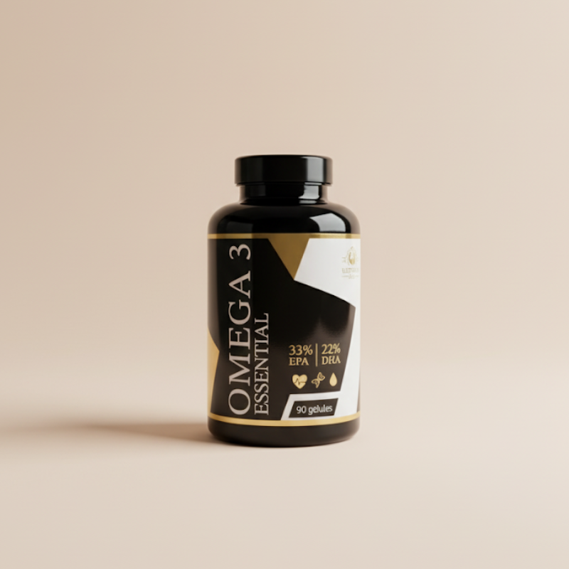 Omega 3 Essential Ultimate Lab – complément alimentaire oméga-3 avec 33% EPA et 22% DHA, flacon de 90 gélules pour santé du cœur et du cerveau