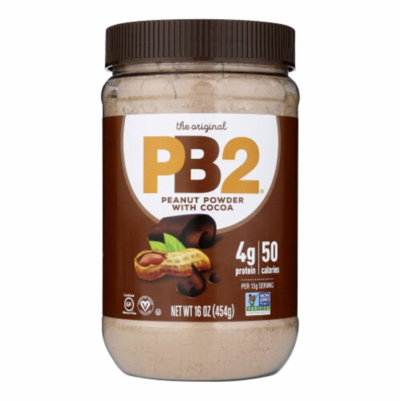Pot de poudre d'arachide PB2 avec cacao original, faible en calories avec 4g de protéines par portion, 454 g net