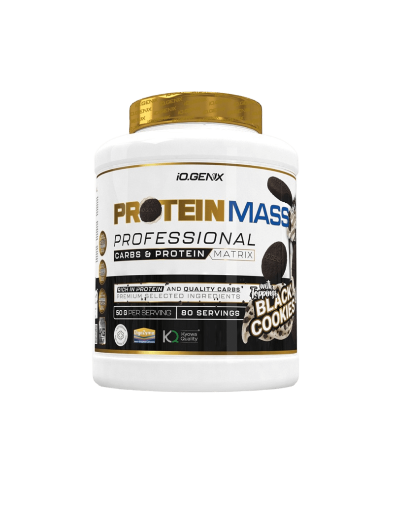 Protein Mass Professional iO.Genix 4kg - Gainer prise de masse Black Cookies 80 portions matrice glucides protéines | Dragon Nutrition
