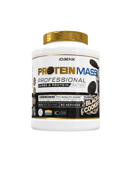 Protein Mass Professional iO.Genix 4kg - Gainer prise de masse Black Cookies 80 portions matrice glucides protéines | Dragon Nutrition
