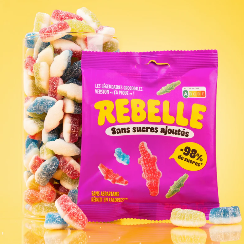 Rebelle bonbons crocodiles acidulés sans sucres ajoutés -98% de sucres sans aspartame - Dragon Nutrition