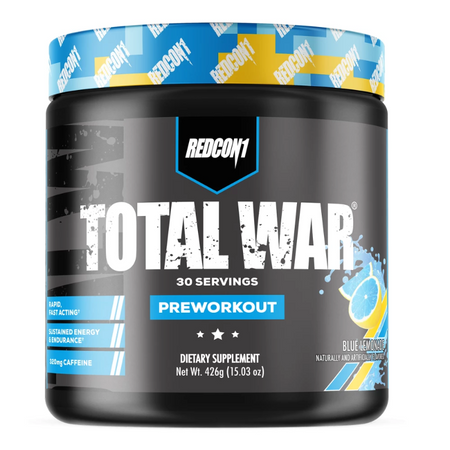 Redcon1 Total War Pre-Workout Saveur Blue Lemonade 426g 30 servings - Booster pré-entraînement 320mg caféine
