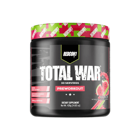 Pot Redcon1 Total War pre-workout saveur pastèque, 30 doses, formule haute teneur en caféine