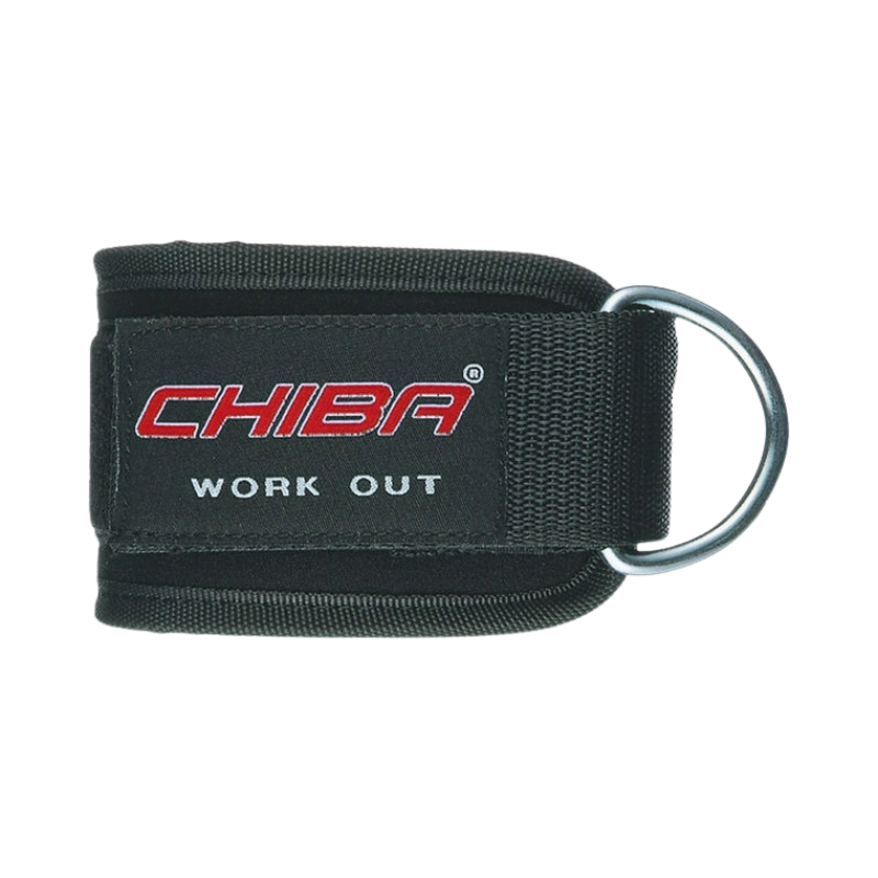 Sangle de cheville Chiba Leg Loops noire avec anneau métallique pour exercices de câble en musculation