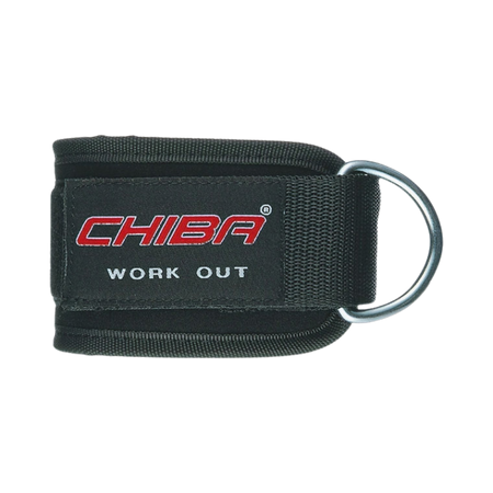 Sangle de cheville Chiba Leg Loops noire avec anneau métallique pour exercices de câble en musculation
