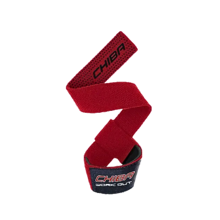 Sangle de tirage Chiba Workout rouge avec boucle rembourrée pour le poignet et longue lanière d’enroulement