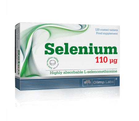Boîte de complément alimentaire Selenium Olimp Labs 110 µg, 120 comprimés en L-sélénométhionine hautement assimilable