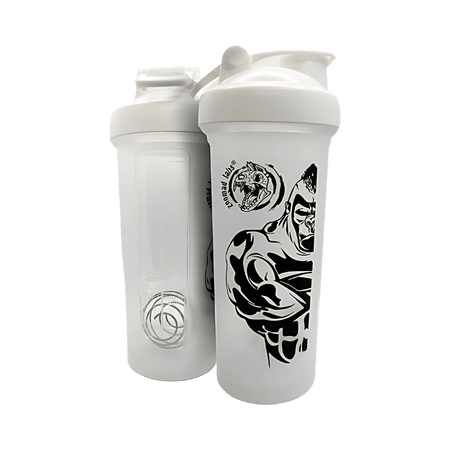 Shaker Zoomad Labs 750 ml blanc avec motif gorille noir et bille mélangeuse en acier