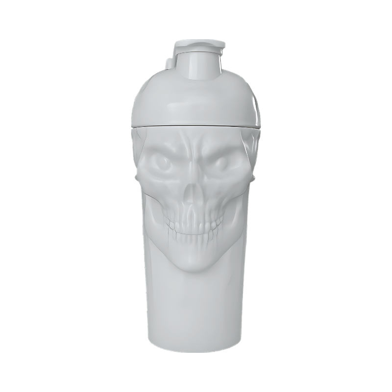 Shaker JNX The Curse 800 ml blanc avec relief de crâne stylisé sur l’avant
