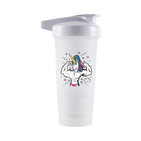 Shaker blanc licorne musculation Performa pour protéines et boissons sportives