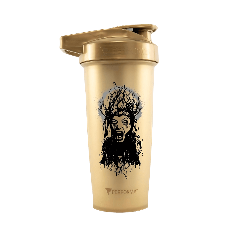 Shaker Performa 800 ml doré avec illustration noire de créature mythologique entourée de branches