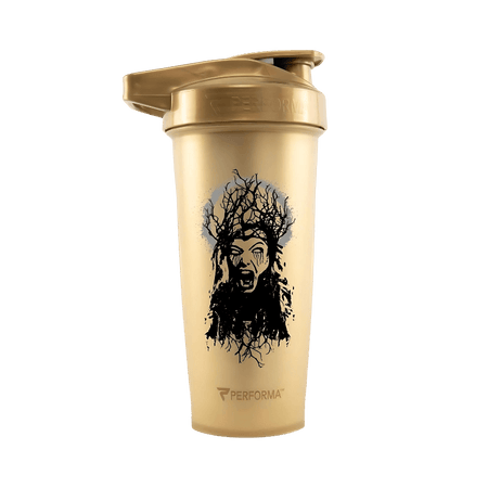 Shaker Performa 800 ml doré avec illustration noire de créature mythologique entourée de branches