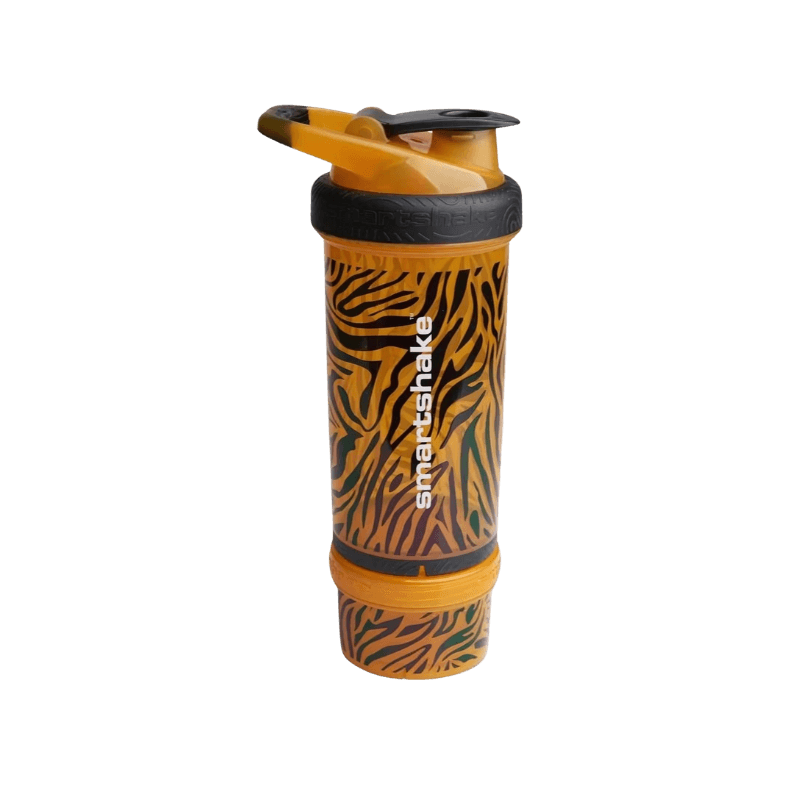 Shaker Smartshake orange motif tigre avec réservoir de stockage intégré à la base