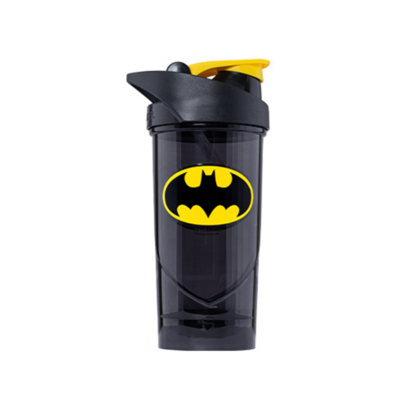 Shaker Smartshake 700 ml noir translucide avec logo Batman jaune et couvercle noir et jaune