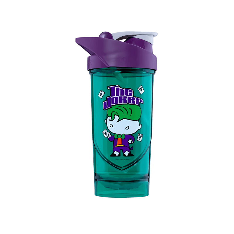Shaker Smartshake 800 ml noir avec illustration détaillée du Joker en violet et turquoise