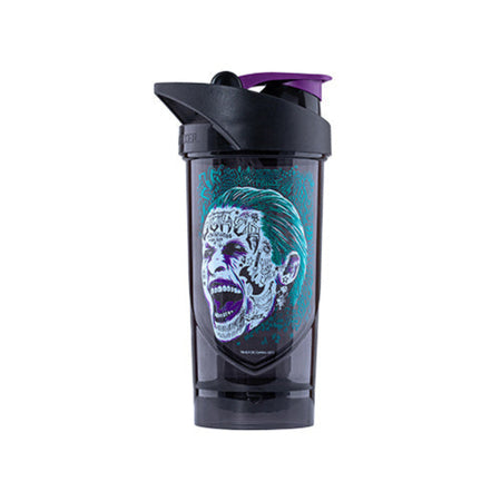 Shaker Smartshake 800 ml vert avec couvercle violet et illustration chibi du Joker