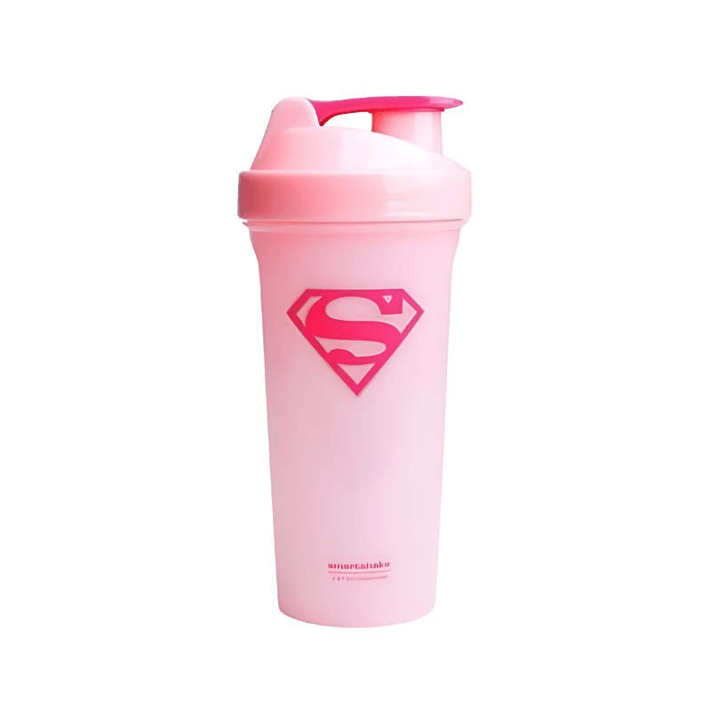 Shaker Smartshake 800 ml rose avec emblème Supergirl rose vif au centre