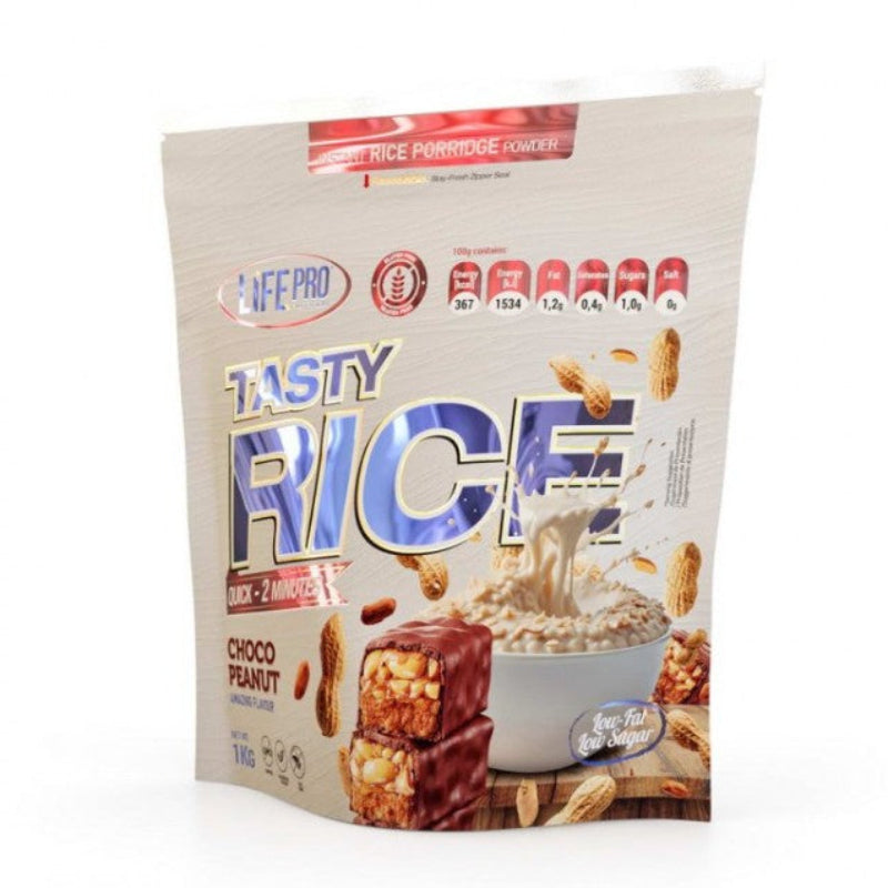Tasty Rice Life Pro Nutrition 1kg - Crème de riz instantanée Choco Peanut chocolat cacahuète faible en graisses faible en sucre | Dragon Nutrition