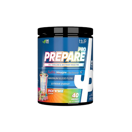 Pot TBJP Prepare Pro Pre-Workout saveur Pick’n’Mix, complément performance cellulaire 400g